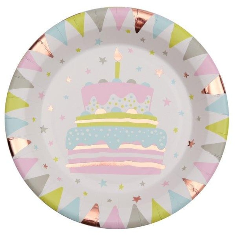 Pastel 1st Birthday Paper Plates, 9in, 10Count