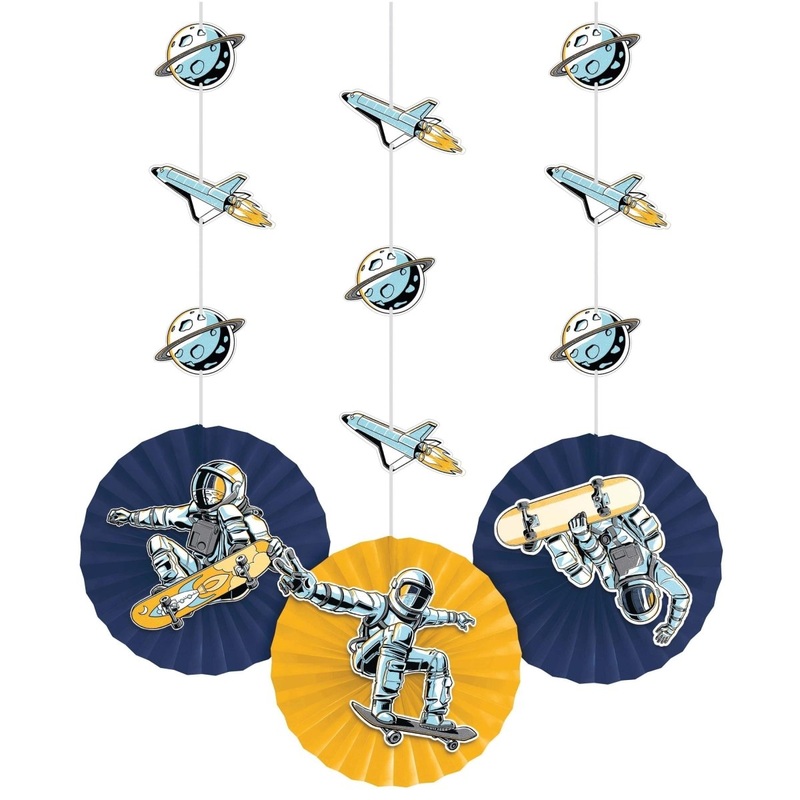 Space Skateboard Hanging Decorations, 3Count