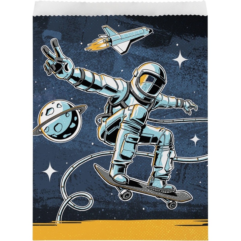 Space Skateboard Paper Treat Bags, 8Count