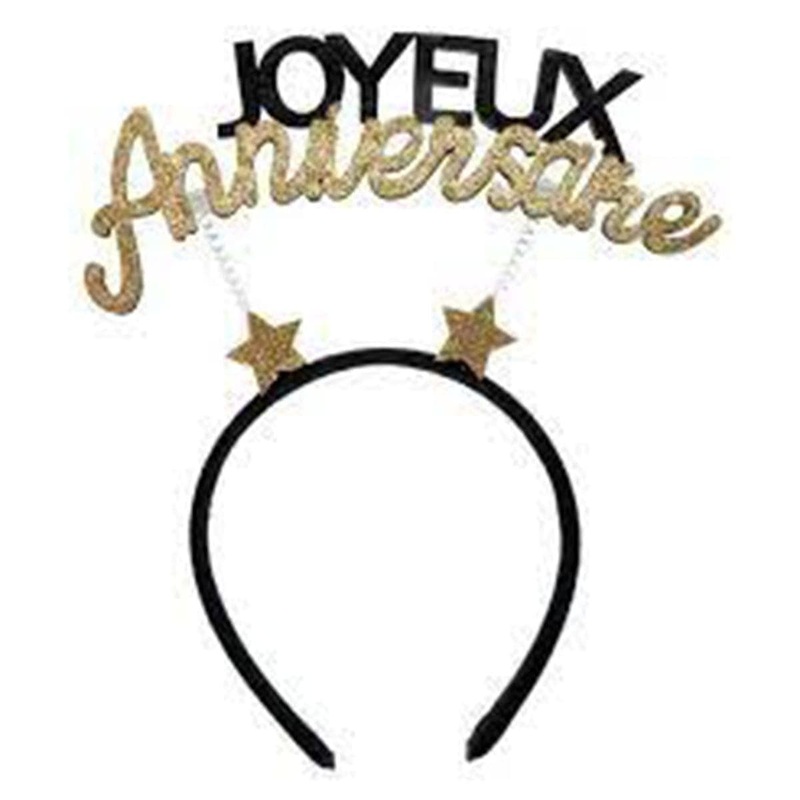 Sparkly "Joyeux Anniversaire" Headband, Gold
