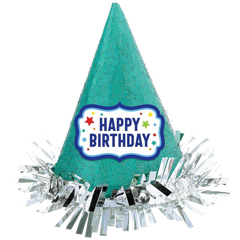 Turquoise Mini Glitter Cone Hat