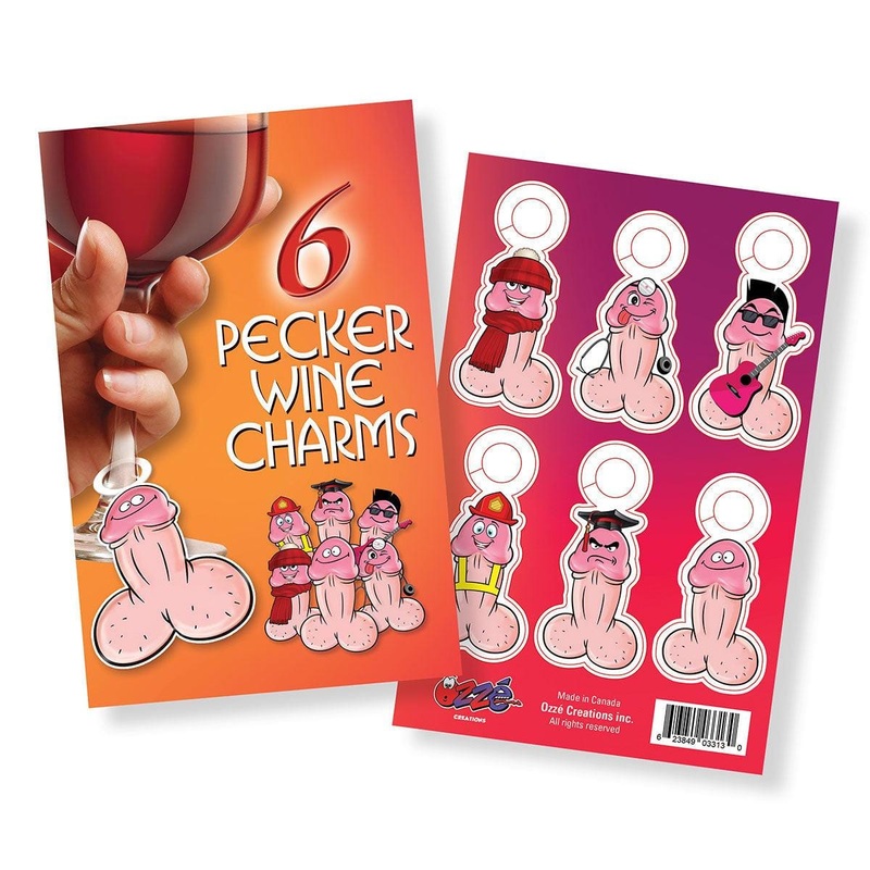 Bachelorette Party Pecker Wine Charms, 6 Count