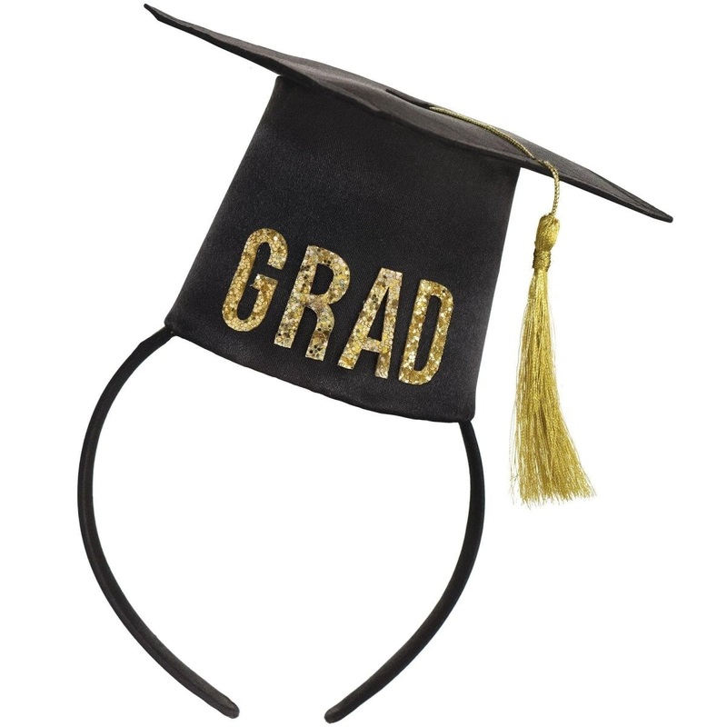 Graduation Cap Headband, Black and Gold
