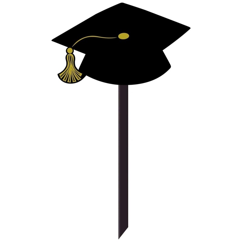 Graduation Cap Yard Sign, Black and Gold