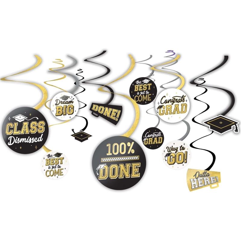 Graduation Swirl Decorations, 12Count
