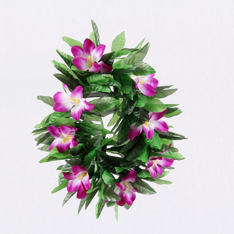 Honolulu Flower Headband with Leaves, Purple