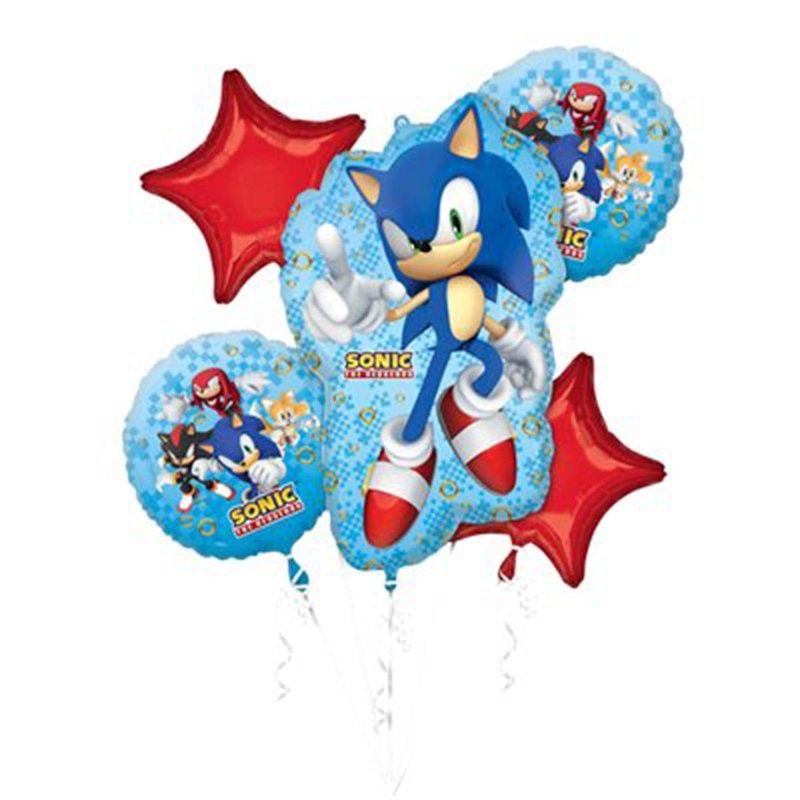 Sonic the Hedgehog Foil Balloon Bouquet, 5Count, Helium Inflation not Included