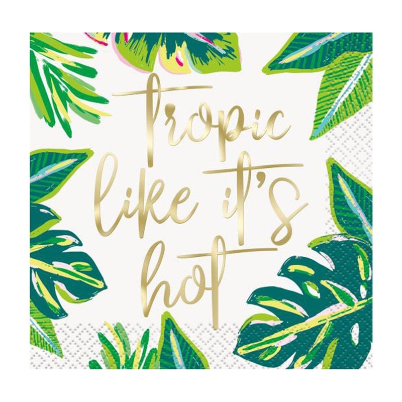 Tropical Leaves Beverage Napkins, 16Count