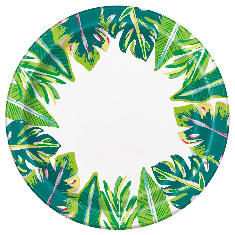 Tropical Leaves Dinner Paper Plates, 9 in, 8 Count