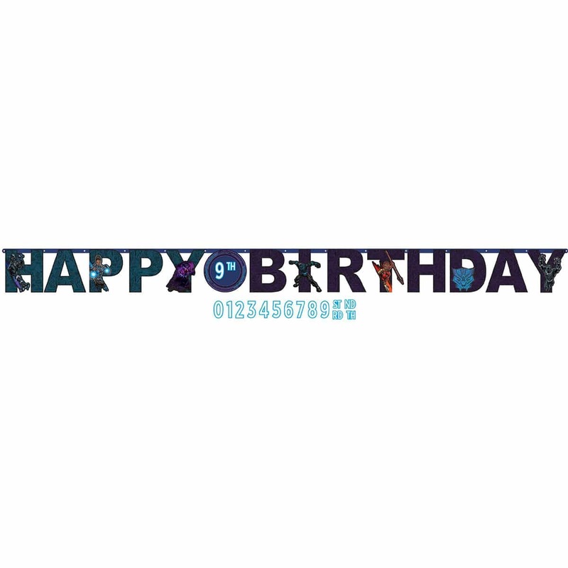 Black Panther Wakanda Jumbo Add-an-Age Happy Birthday Letter Paper Banner, 10 feet x 10 1/2 inches
