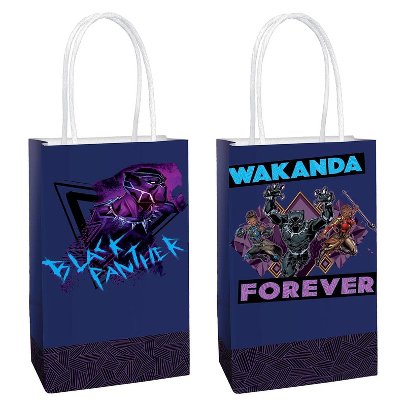 Black Panther Wakanda Make Your Own Kraft Favour Paper Bags, 8 1/4 x 5 1/4 x 3 Inches, 8 Count