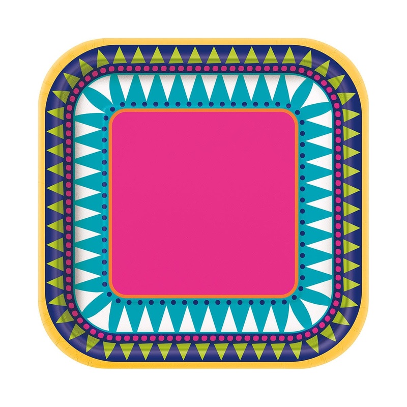 Boho Fiesta Round Dessert Paper Plates, 7in, 10Count