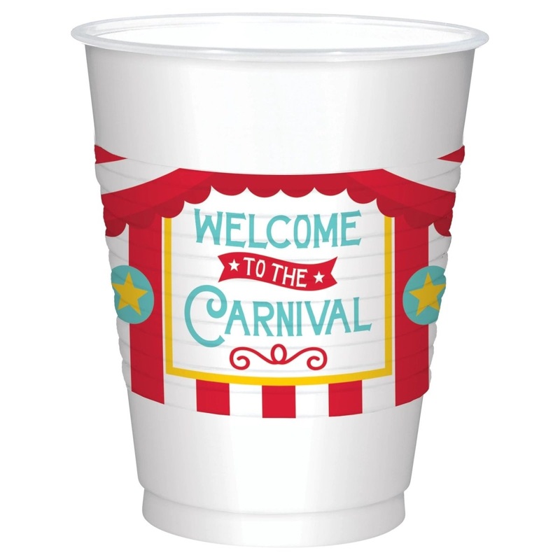 Carnival Birthday Party Plastic Favor Cup, 25 Count