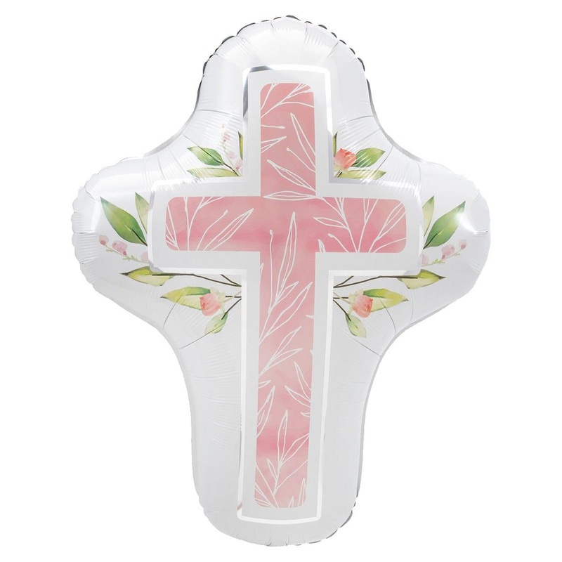 First Communion Supershape Foil Balloon, 28in, Pink