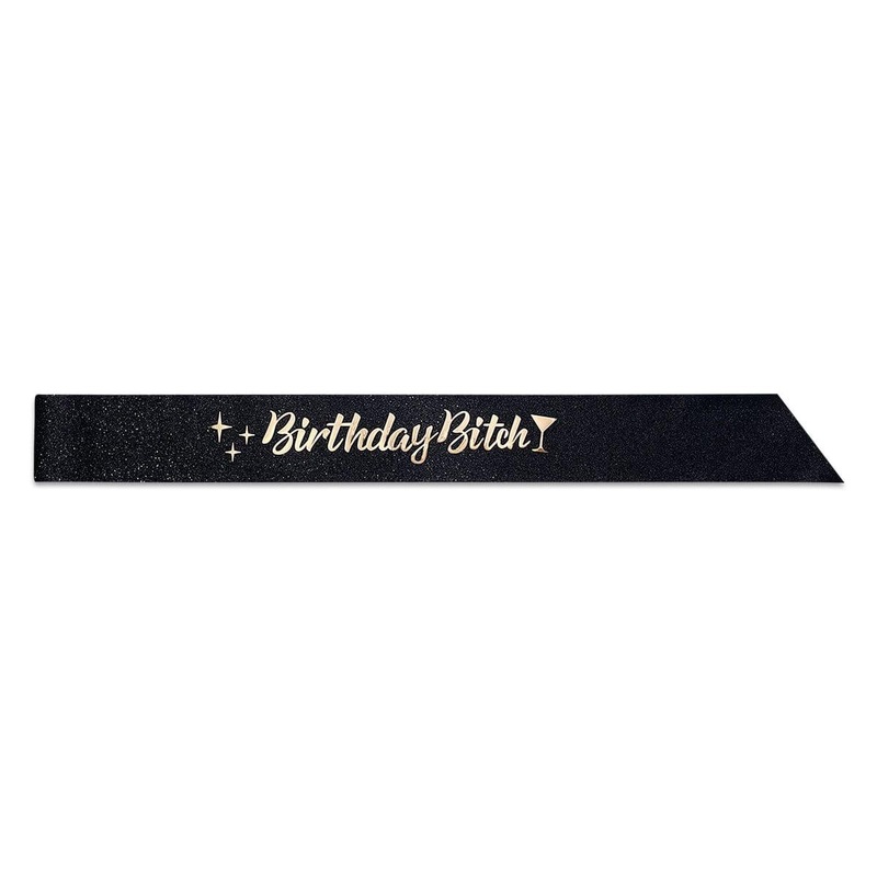 Glitter Sash, "Birthday Bitch", Black