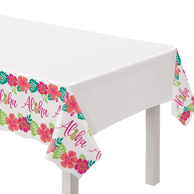 Gold Aloha Plastic Table Cover, 54inx 102in