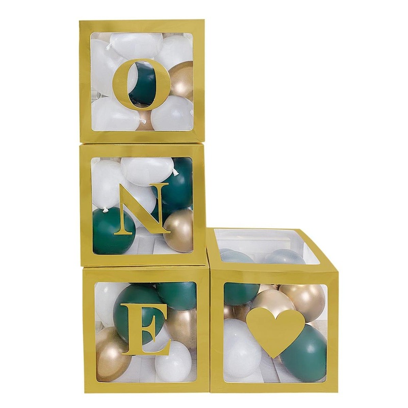Gold Self-Adhesive "One" Letter Kit for Balloon Boxes, 4Count