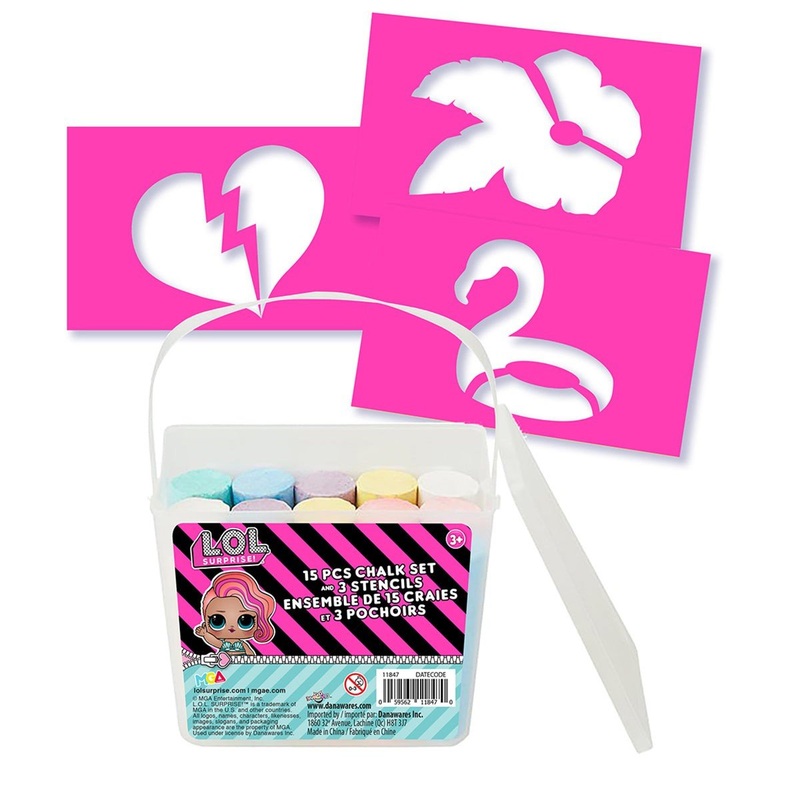 LOL Washable Sidewalk Chalk Bucket with Stencils