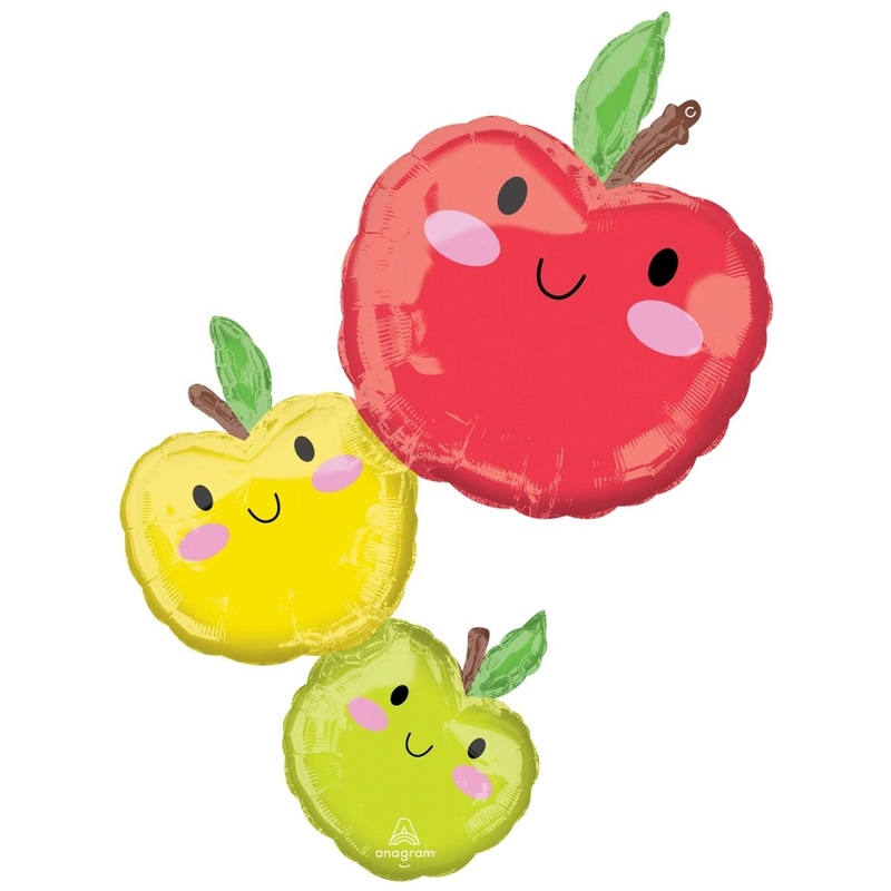 Back to School Apples Supershape Foil Balloon, Red, Yellow and Green, 23 x 37 Inches