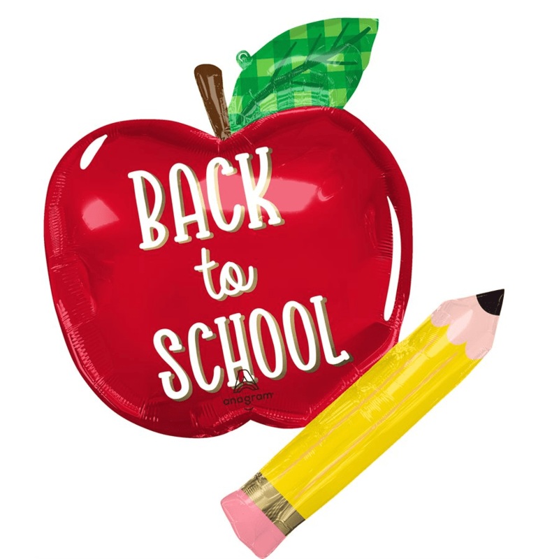 Back to School Red Apple Supershape Foil Balloon, 31 Inches