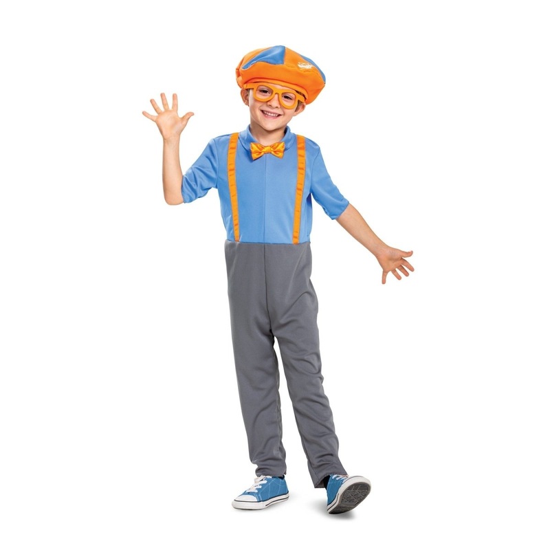 Blippi Classic Costume for Toddlers, Blue and Orange Jumpsuit 2T