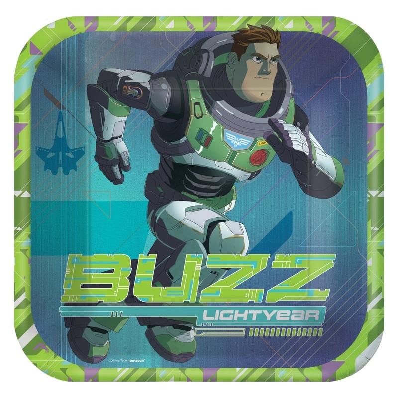 Buzz Lightyear Birthday Large Square Lunch Paper Plates, 9 Inches, 8 Count