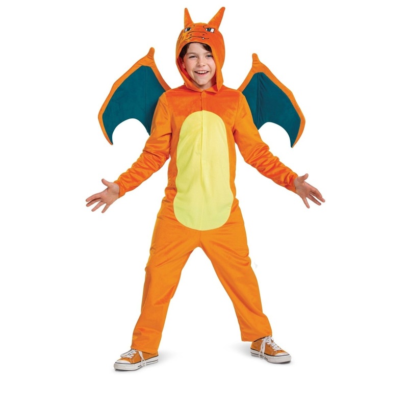 Charizard Deluxe Costume for Kids, Pokmon, Orange and Yellow Jumpsuit S