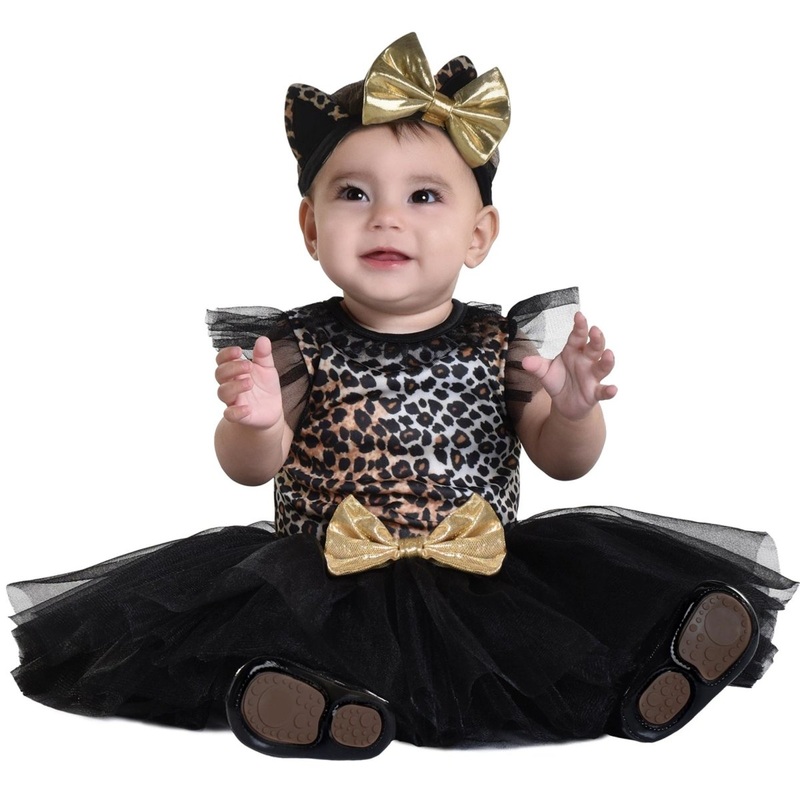 Cute Cat Costume for Babies, Leopard Pattern Dress 0-6M