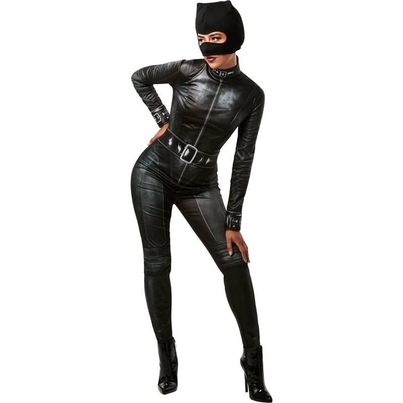 DC Comics Batman Selina Kyle Catwoman Deluxe Costume for Adults, Black Jumpsuit S