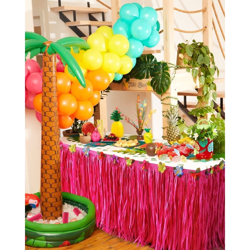 Pink Hula Grass Table Skirt, 30 x 79 in