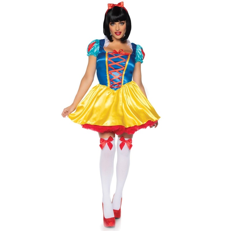 Snow White Costume for Adults, Short Yellow, Red and Blue Dress XS