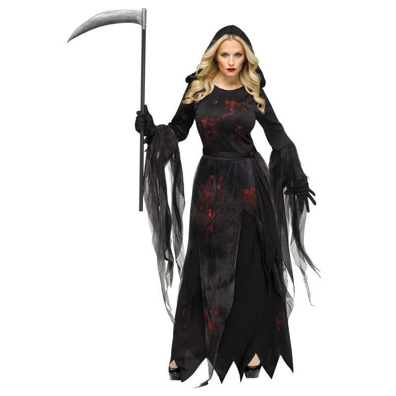 Soulless Reaper Costume for Adults, Black and Red Dress S/M
