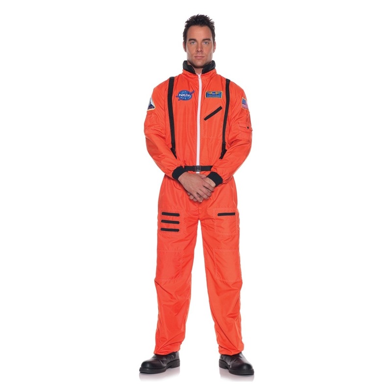 Astronaut Plus Size Costume for Adults, Orange Jumpsuit with Patches XXL
