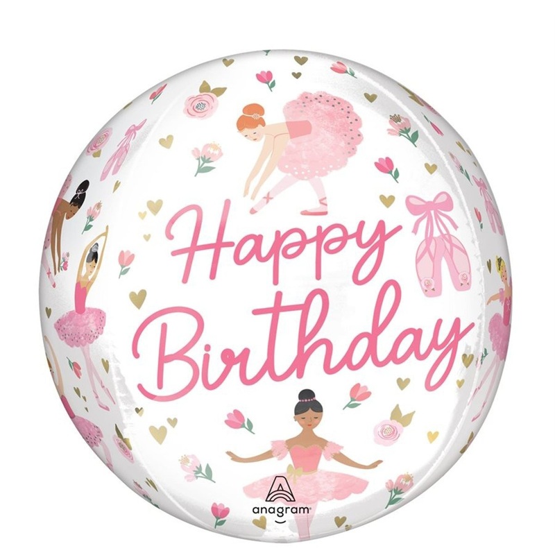 Ballerina Birthday Orbz Balloon, 15 Inches, 1 Count