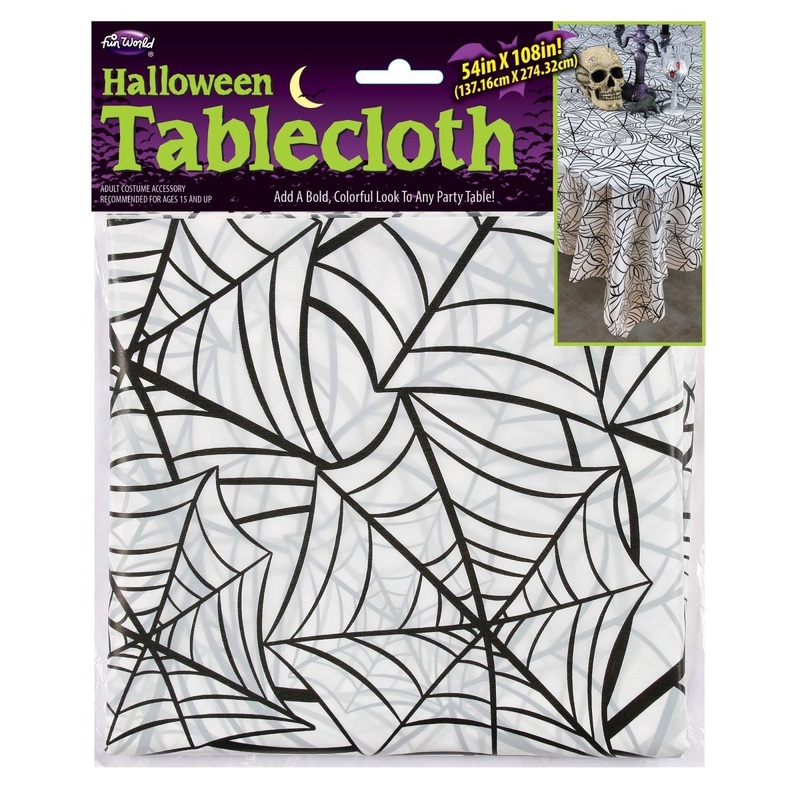 Black and White Spider Web Tablecover, 1 Count