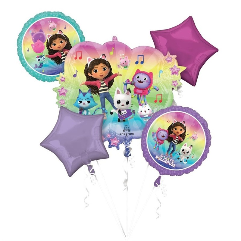 Gabby Foil Balloon Bouquet, Helium Inflation not Included, 5 Count