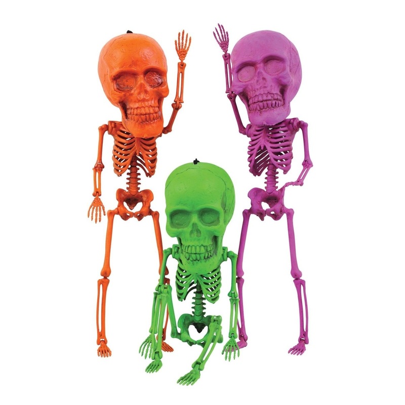 Neon Big Head Skeleton, 17 Inches, Assortment, 1 Count