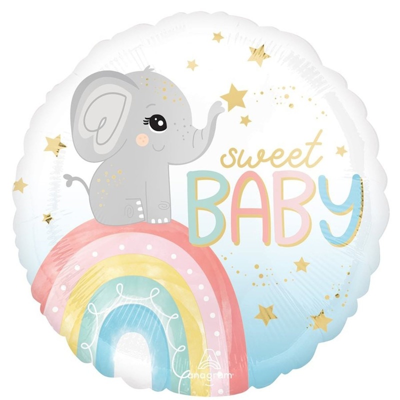 Satin Baby Elephant Round Foil Balloon, 18 Inches, 1 Count