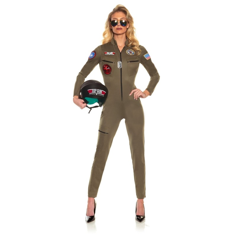 US Navy Top Gun Costume for Adults, Green Jumpsuit S