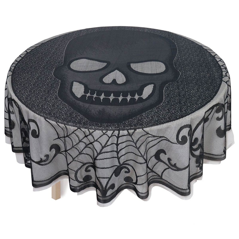 Glam Boneyard Lace Round Table Cover, 70 Inches