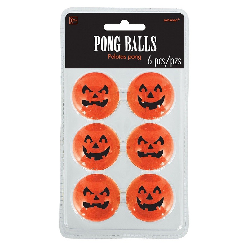 Jack-O-Lantern Pong Balls, 6 Count