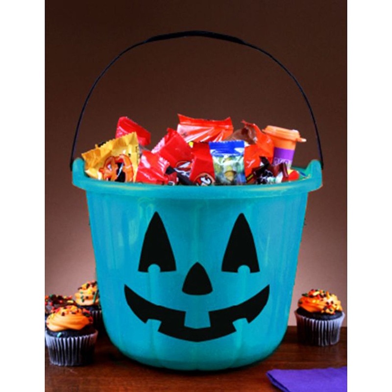 Teal Trick Or Treat Pumpkin Bucket