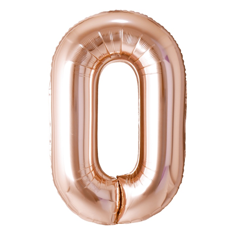 Rose Copper Number 0 Foil Balloon, 40 inches