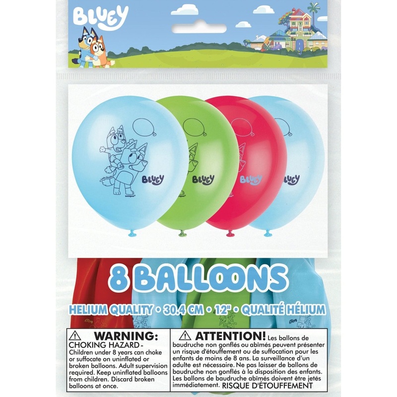 Bluey Latex Balloon, 12 Inches, 8 Count