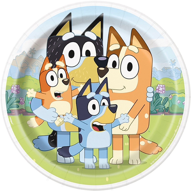 Bluey Round Lunch Paper Plates, 9 Inches, 8 Count