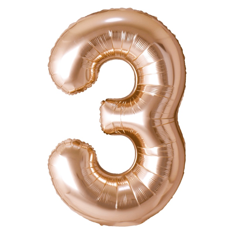 Rose Copper Number 3 Foil Balloon, 40 inches
