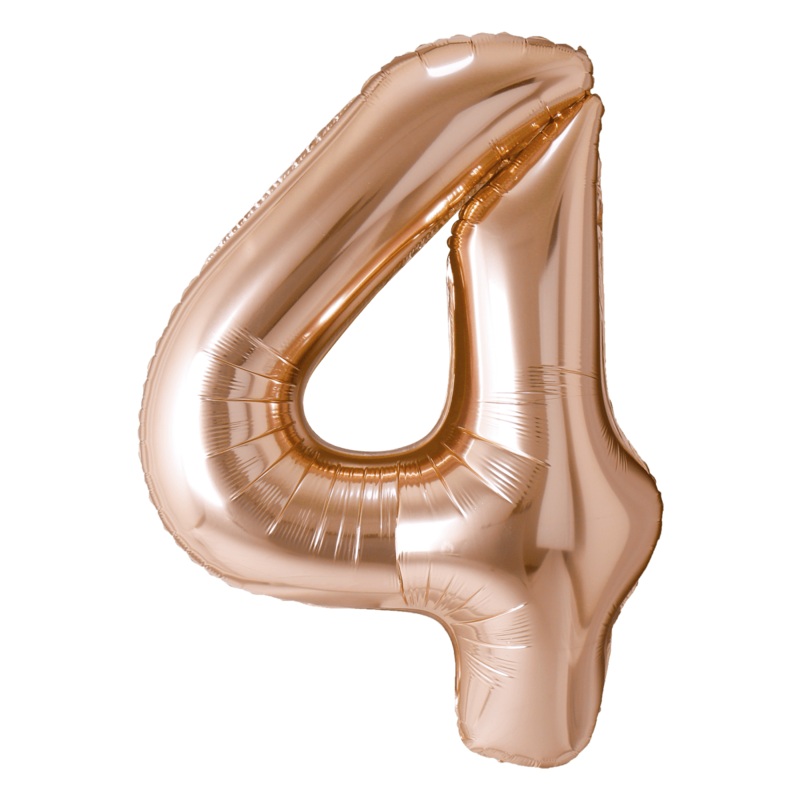 Rose Copper Number 4 Foil Balloon, 40 inches
