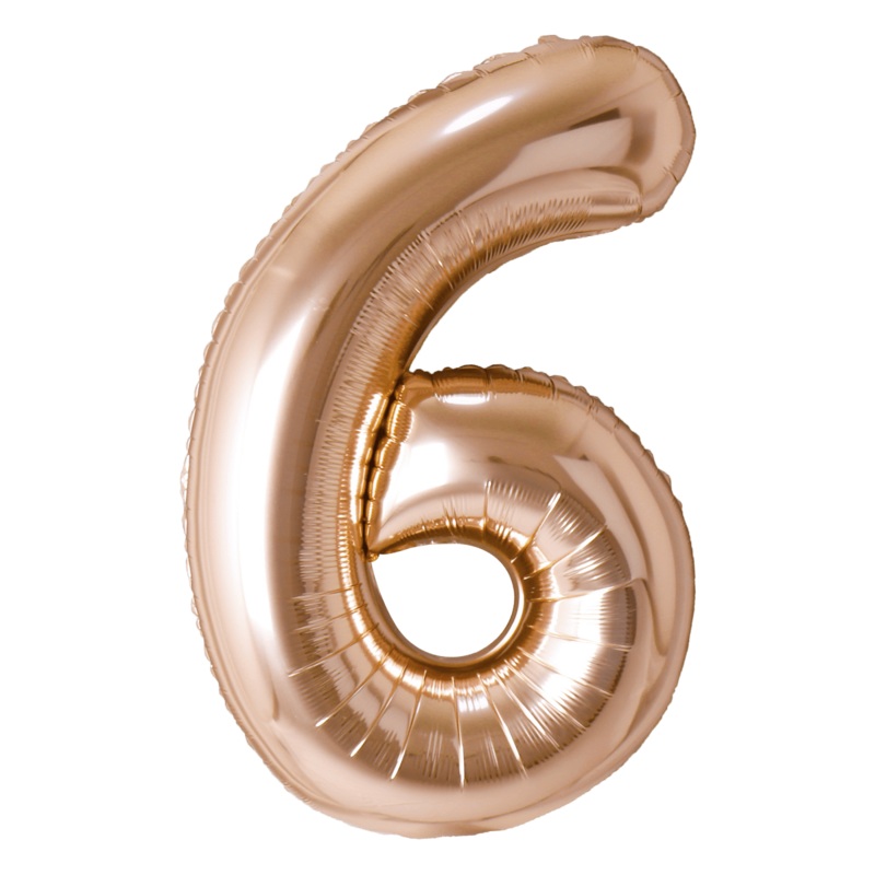 Rose Copper Number 6 Foil Balloon, 40 inches