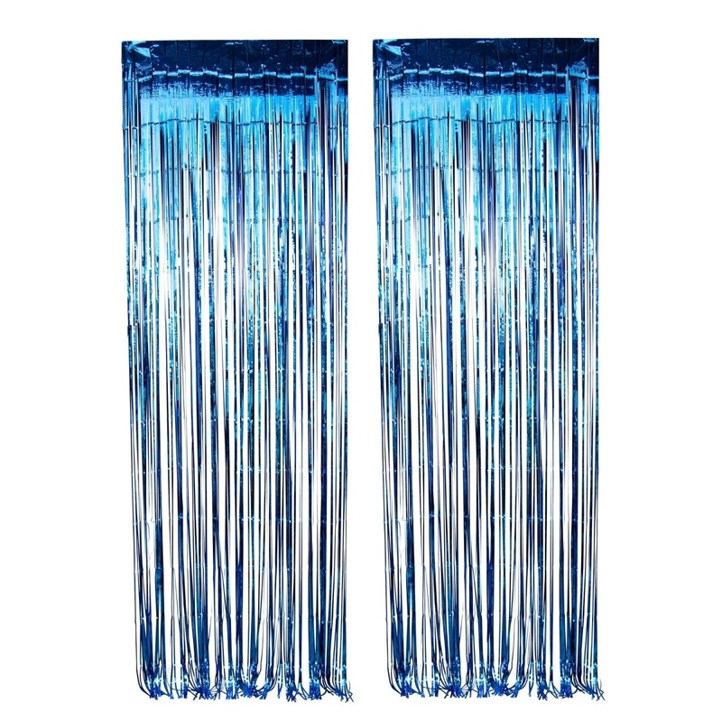 Blue Foil Fringe Curtain, 2 Count