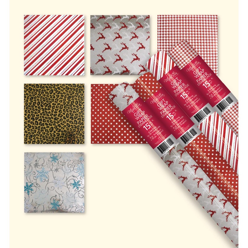 Christmas Metallic Roll Wrap, Assortment, 180 Inches, 1 Count